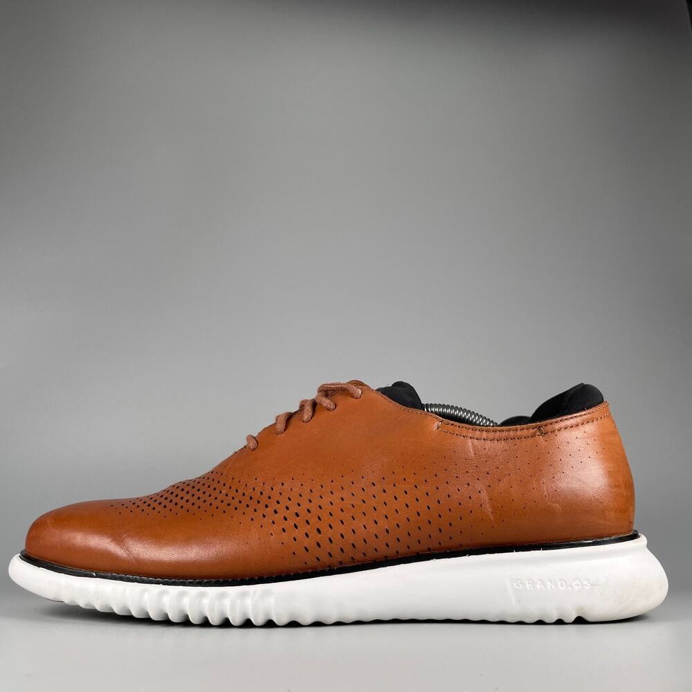 Cole Haan 2.Zerogrand Men's Size 11 Wide Brown Leather Laser Lined Wingtip Shoes